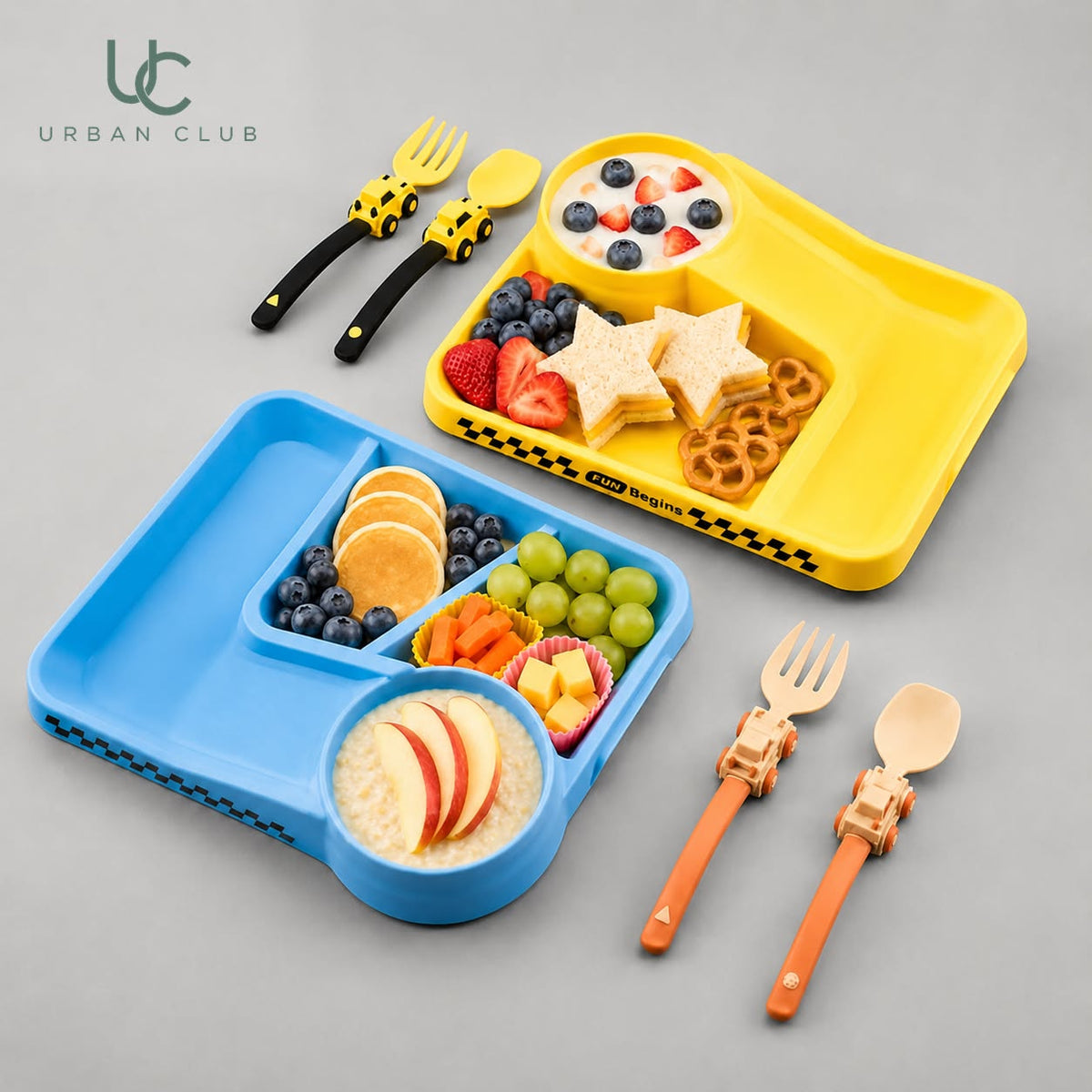 Kids' Divided Dining Tray with Fork & Spoon - lifestyle hero