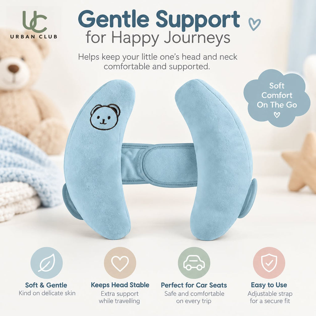 Little Rides Crescent Neck Support Pillow - Blue