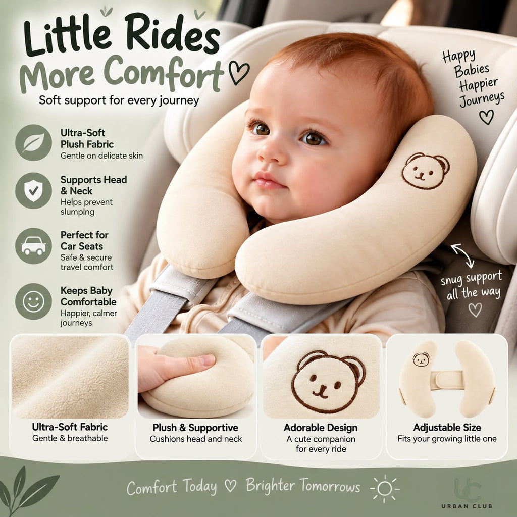 Little Rides Crescent Neck Support Pillow - Beige lifestyle