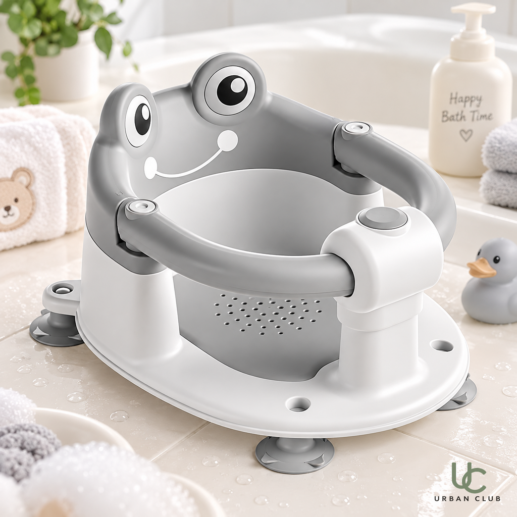 FrogFriend Foldable Baby Bath Seat - grey