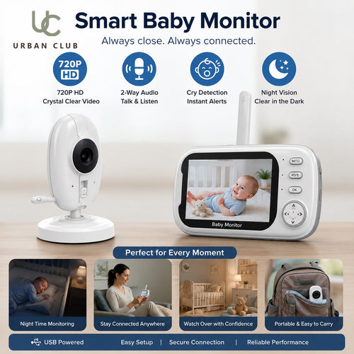 Urban Club 720P monitor with a 3.5-inch LCD screen showing clear display and compact design.