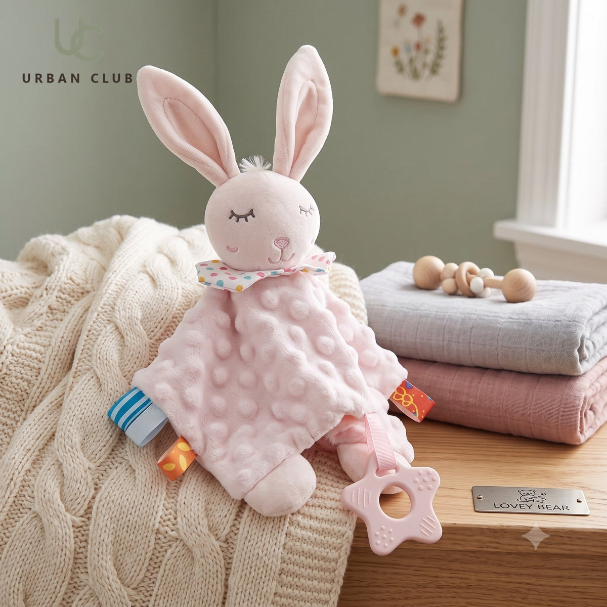 Plush Bunny/Elephant Security Blanket & Teether