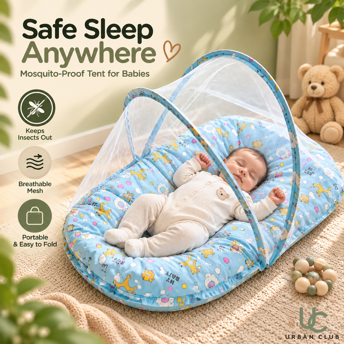 SnoozeShield Baby Mosquito Net Bed in Blue