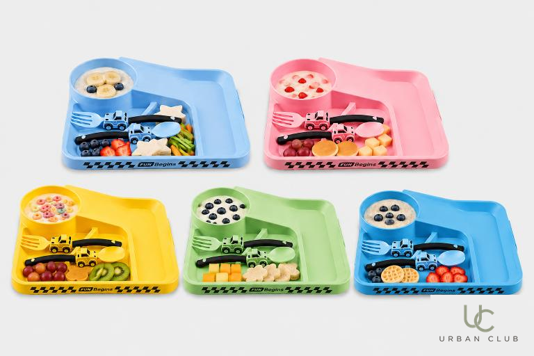 Mealtime Must-Haves Bundle: Little Builder's Fun-Filled Mealtime Tray